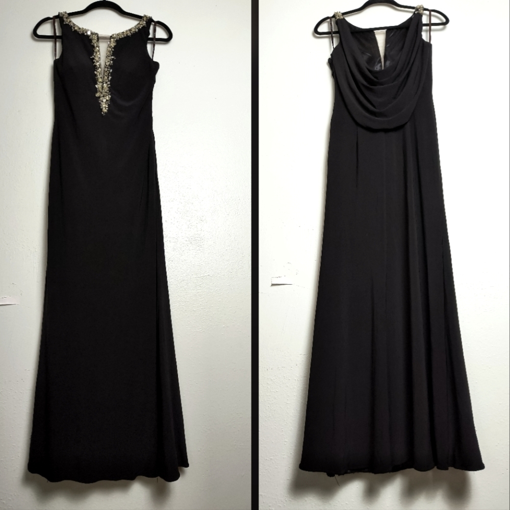 Camille La Vie Size 4 Black Maxi Length Dress Embellishments Cocktail Prom